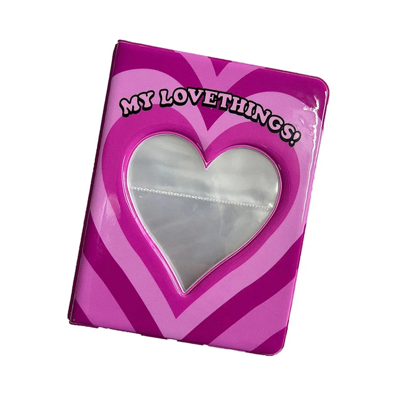 HULIANFU Kpop Card Binder 3inch Photo Album Hollow Love Heart Model Photocard Holder Plaid Album Instax Mini Album For Cards Collect Book - Deanwangkt