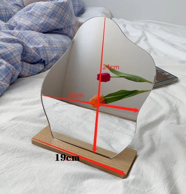 HULIANFU Korean style Makeup Mirror Ins Irregular Acrylic Decorative Mirror Wooden Base Cosmetic de maquillaje Beauty Tools Dropshipping - Deanwangkt