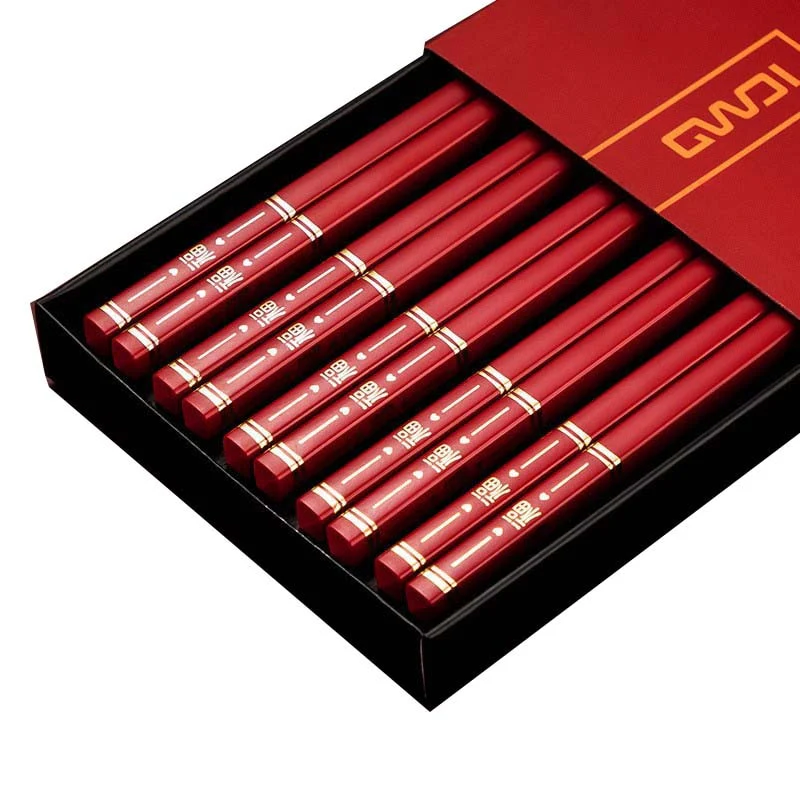 HULIANFU JANKNG 5 Pair Japanese Chopsticks Alloy Non-Slip Sushi Chop Sticks Set Chinese Gift Reusable Chopsticks Tableware Gift Kitchen - Deanwangkt