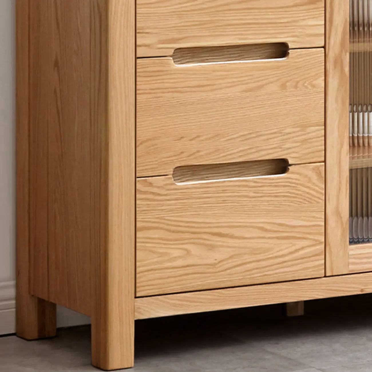 Modern Wood Sideboard with Shelves and Drawers