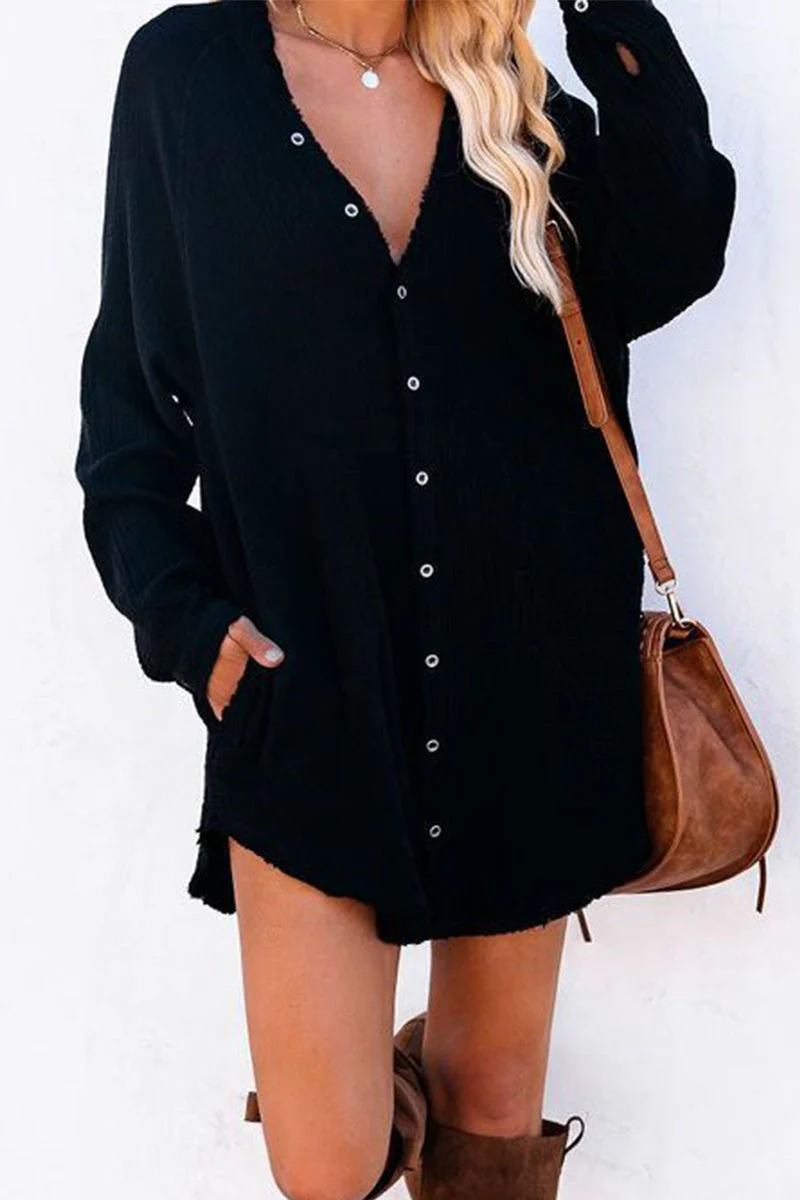 hulianfu Work Daily Solid Patchwork V Neck A Line Dresses - Deanwangkt