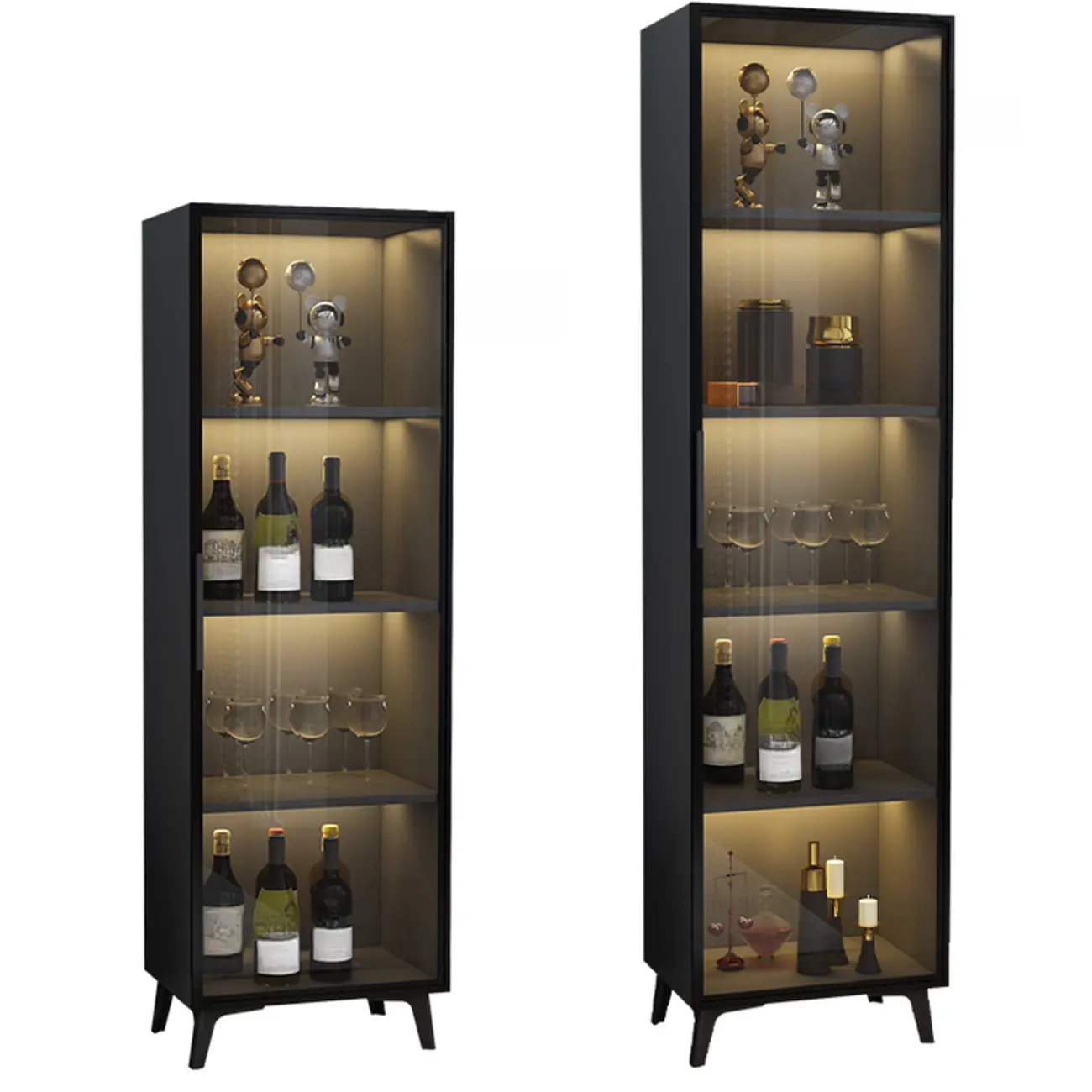 Compact Freestanding Enclosed Wooden Glass Curio Cabinet