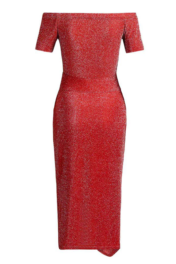 hulianfu Fashion Elegant Solid Slit Sequined Off the Shoulder Wrapped Skirt Dresses(3 Colors) - Deanwangkt
