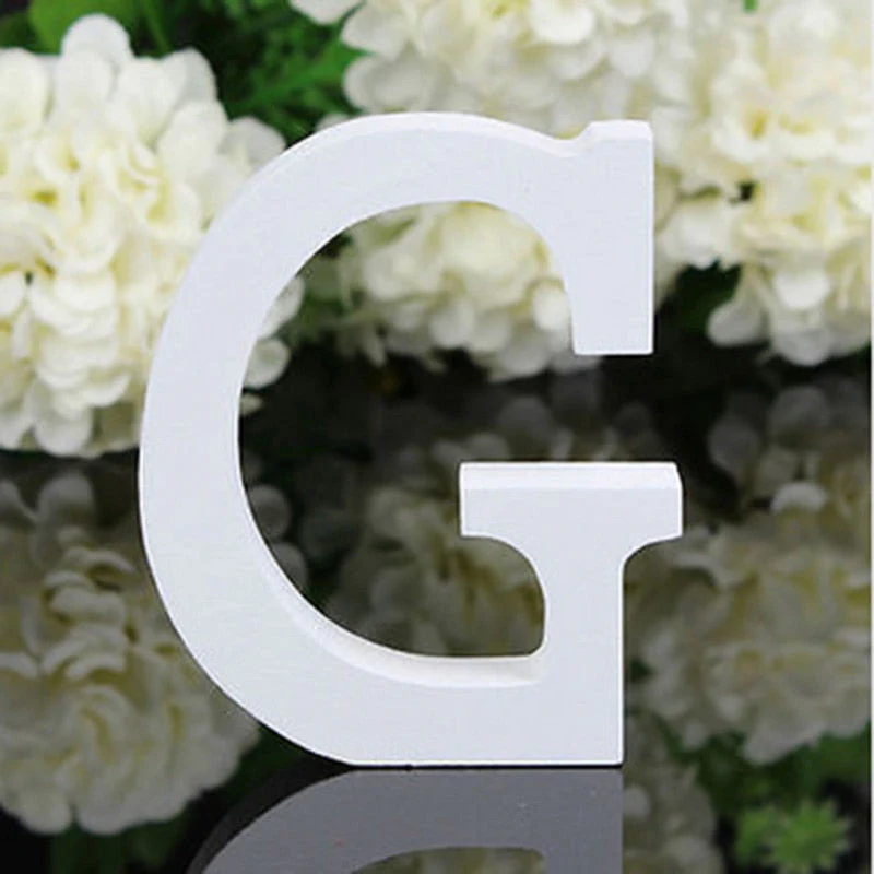 HULIANFU White Wood Letter Alphabet DIY Personalised Name Design Art Crafts Free Standing Xmas Birthday Wedding Party Home Decoration - Deanwangkt