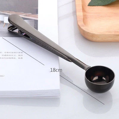 HULIANFU Two-in-one Stainless Steel Coffee Spoon Sealing Clip Kitchen Gold Accessories Recipient Cafe Expresso Cucharilla Decoration - Deanwangkt