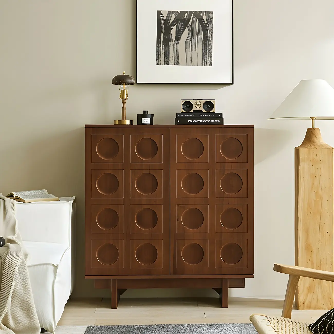 Modern Brown Sideboard with Adjustable Shelves & Cabinets