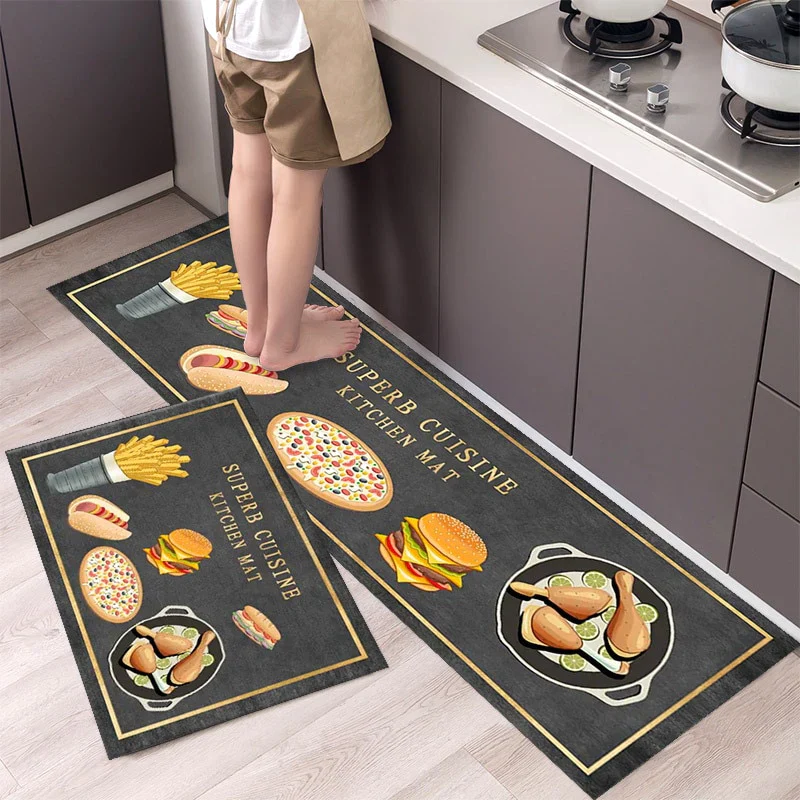 HULIANFU New Hot Sale Kitchen Floor Mat Tableware Pattern Entrance Doormat Bathroom Door Floormat Parlor Anti-slip Antifouling Long Rugs - Deanwangkt
