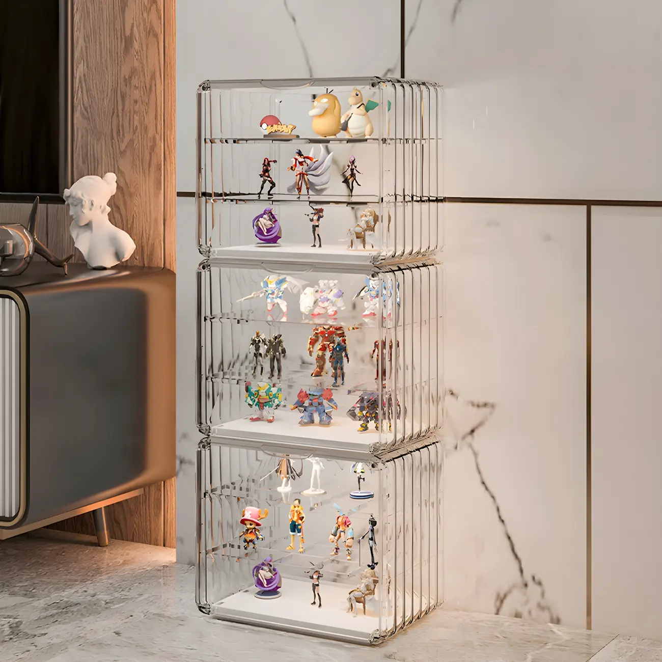 Stylish Stackable Green Clear Acrylic Display Cabinet