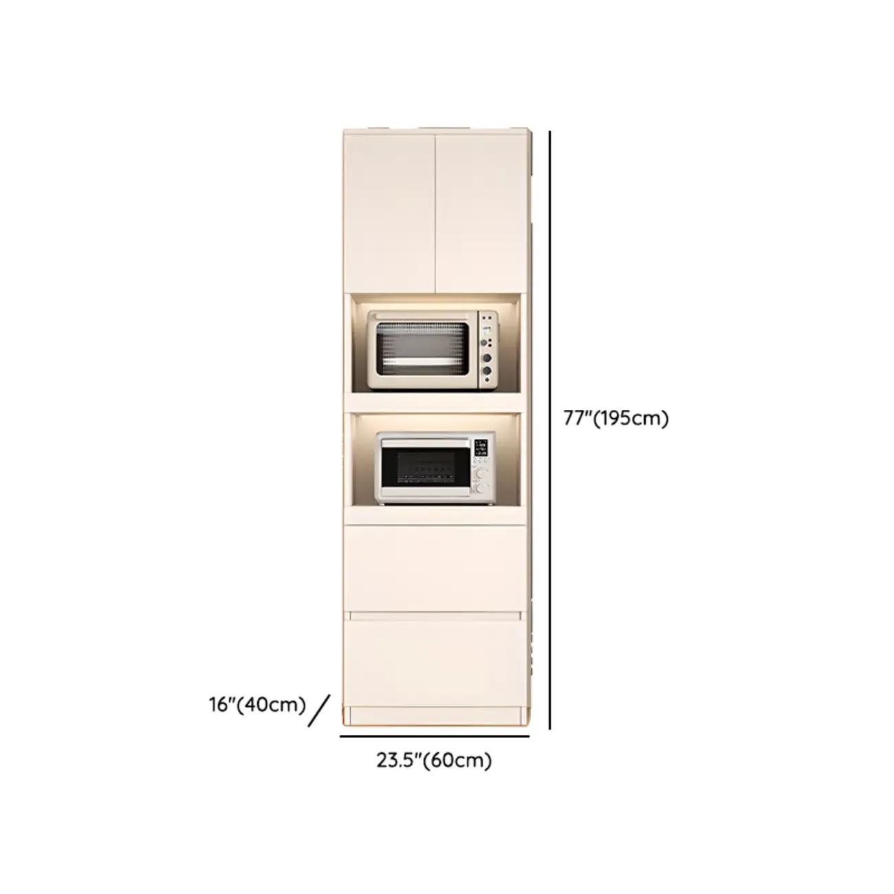 White Wooden Credenza with Drawers and Cabinets