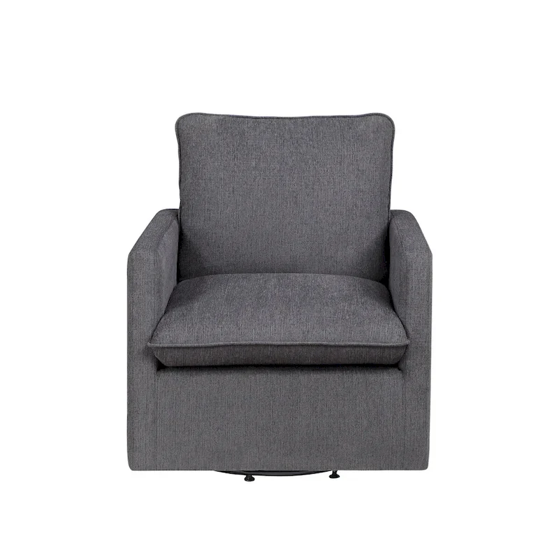 Kamile Transitional Linen Cushion Back Swivel Armchair by Furniture of America