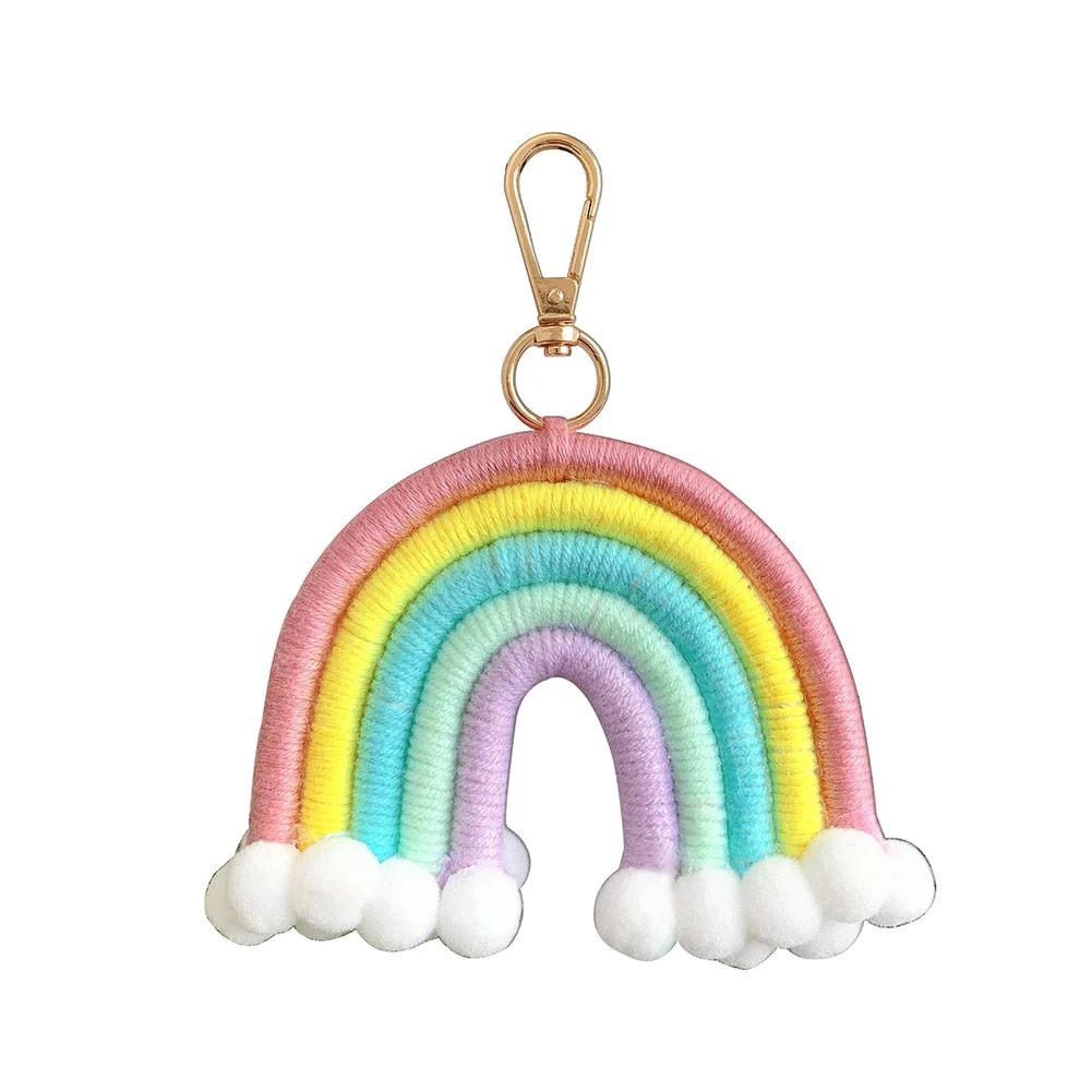 HULIANFU Macrame Rainbow Wall Hanging Decoration Boho Home Decor Party Supplies Baby Shower Dorm Kid Room Bead Tassels Ornaments - Deanwangkt