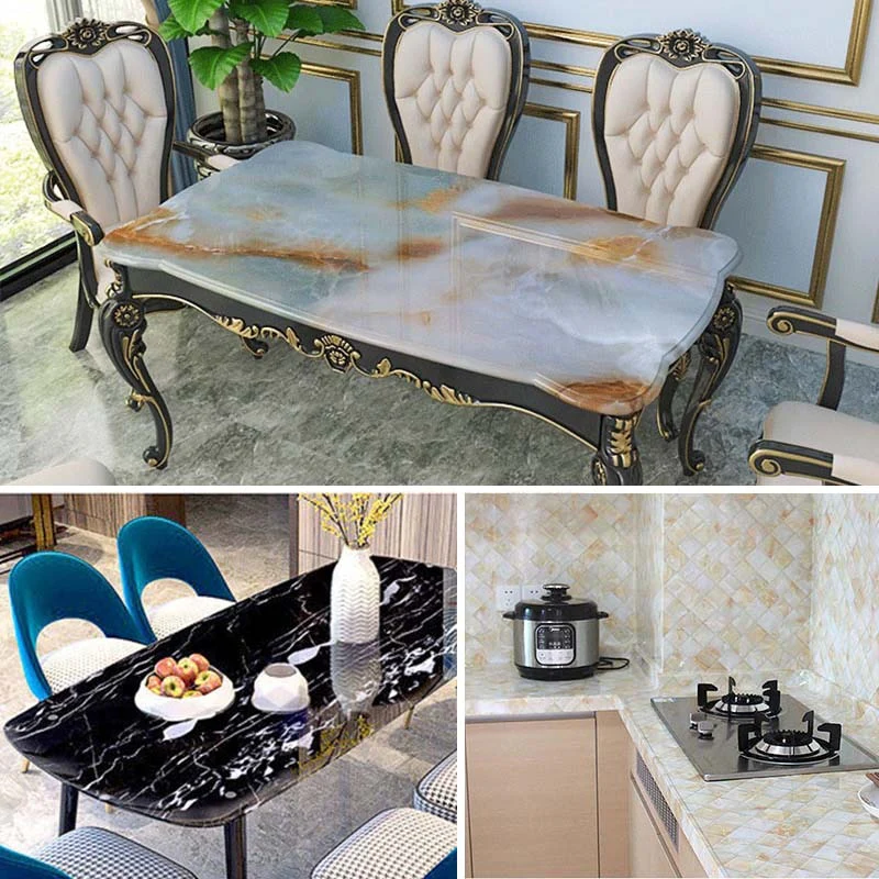 HULIANFU 「Elvesmall」Marble Wallpaper Rolls for Kitchen Furniture Refurbish Room Decor Wall Decorative Vinyl Self Adhesive Wall Stickers Home Decor - Deanwangkt