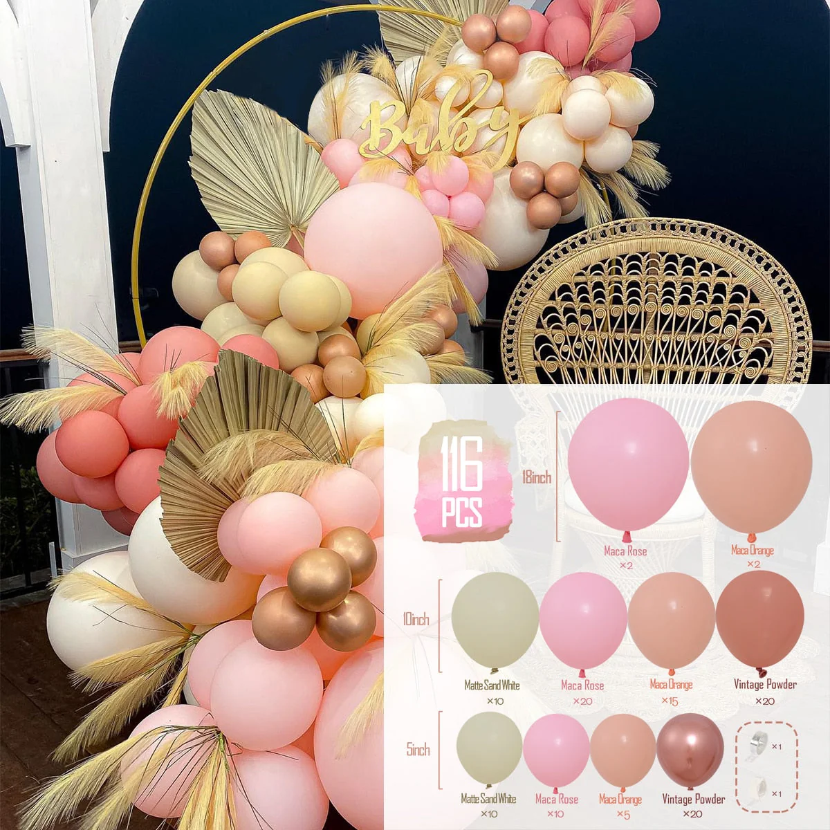 HULIANFU Macaron Pink Balloon Garland Arch Kit Wedding Birthday Party Decoration Kids Globos Rose Gold Confetti Latex Ballon Baby Shower - Deanwangkt