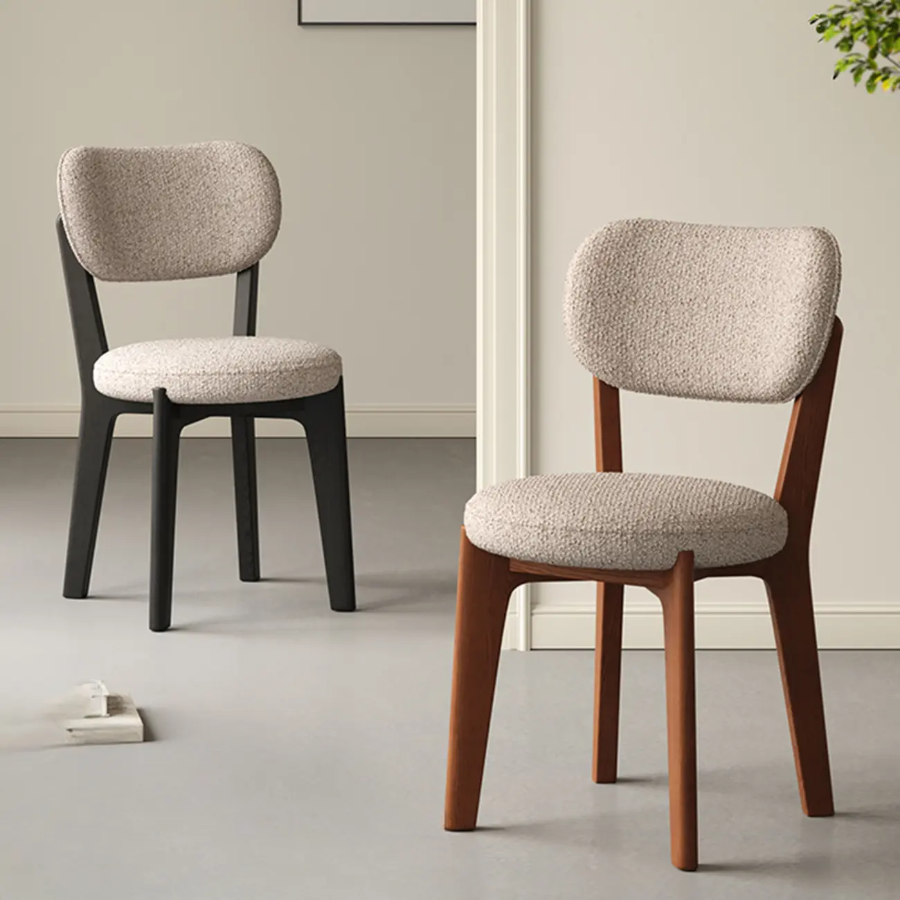 Modern Upholstered Low Back Wooden Dining Chair