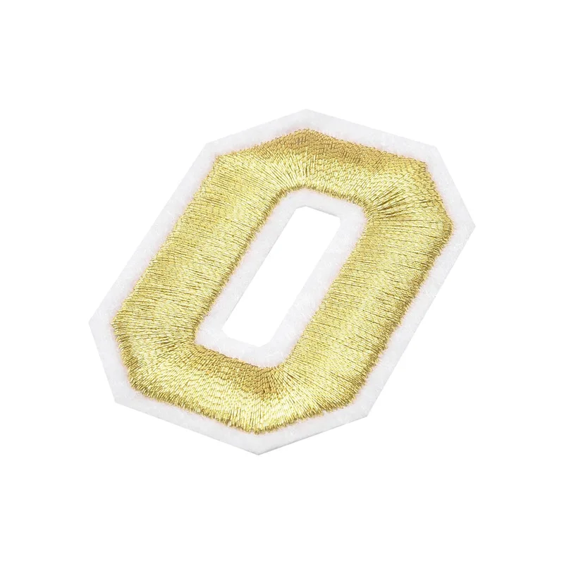 Embroidered Decorative Repair Patches Number Gold 1.9  Width 10Pcs