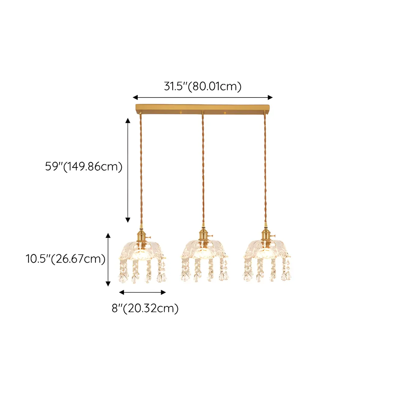 Elegant Glass-Crystal Gold Island Pendant Lights