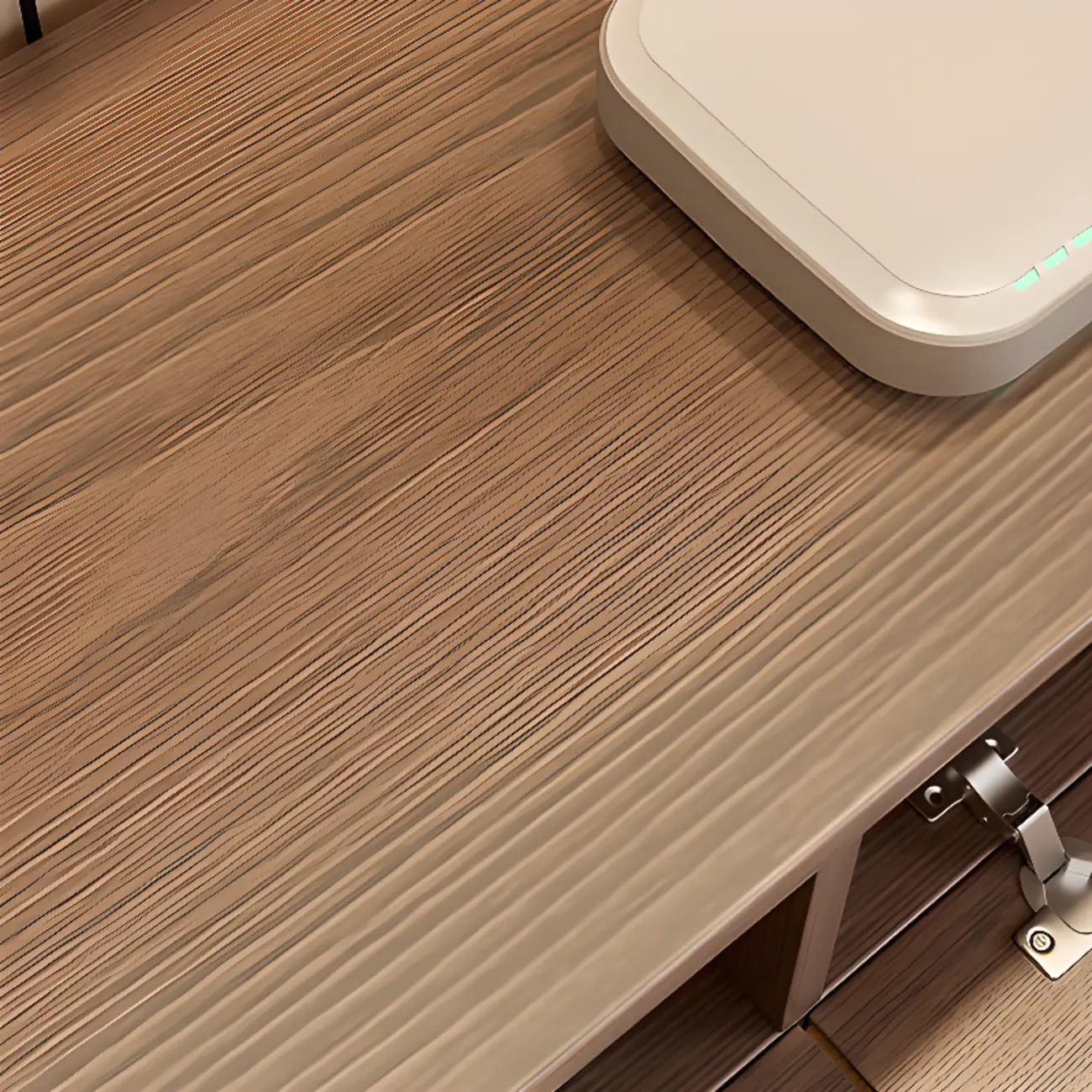 Nut-Brown Modern Wooden Wall-Mounted TV Stand with Light