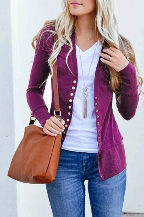 hulianfu hulianfu Long Sleeves Buttons Design Cardigan(7 Colors) - Deanwangkt