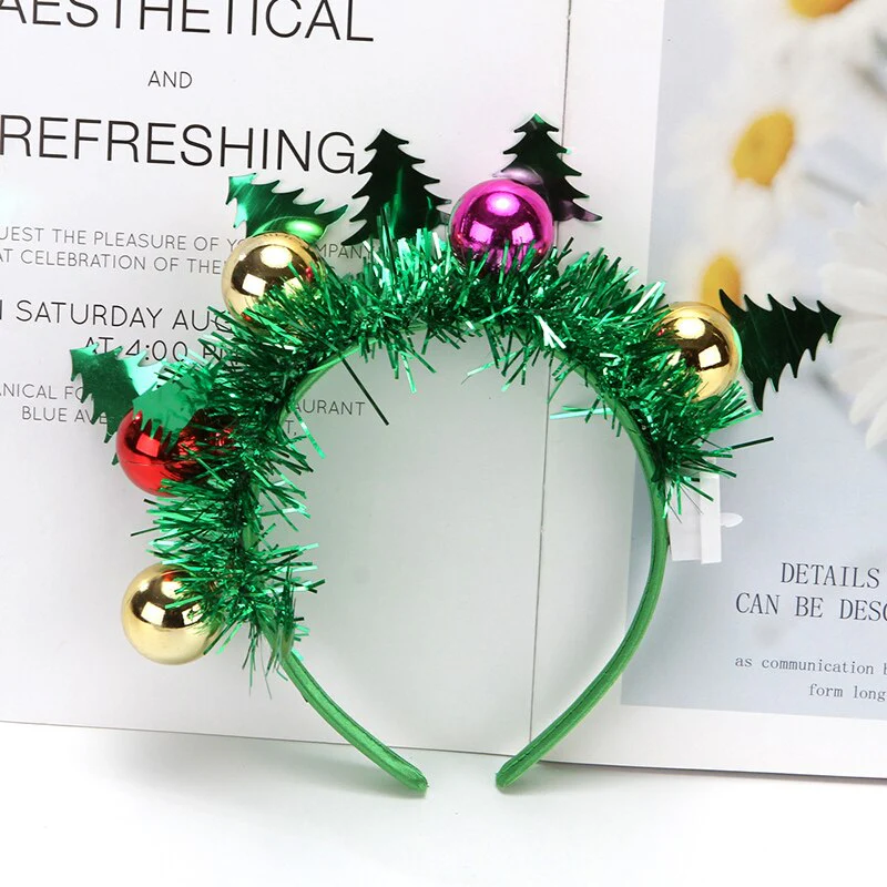 HULIANFU 2026  LED Light Christmas Headband Foil Tinsel Snowflake Ball Elven Feet New Year Hair Accessories For Girls Christmas Headband Light - Deanwangkt