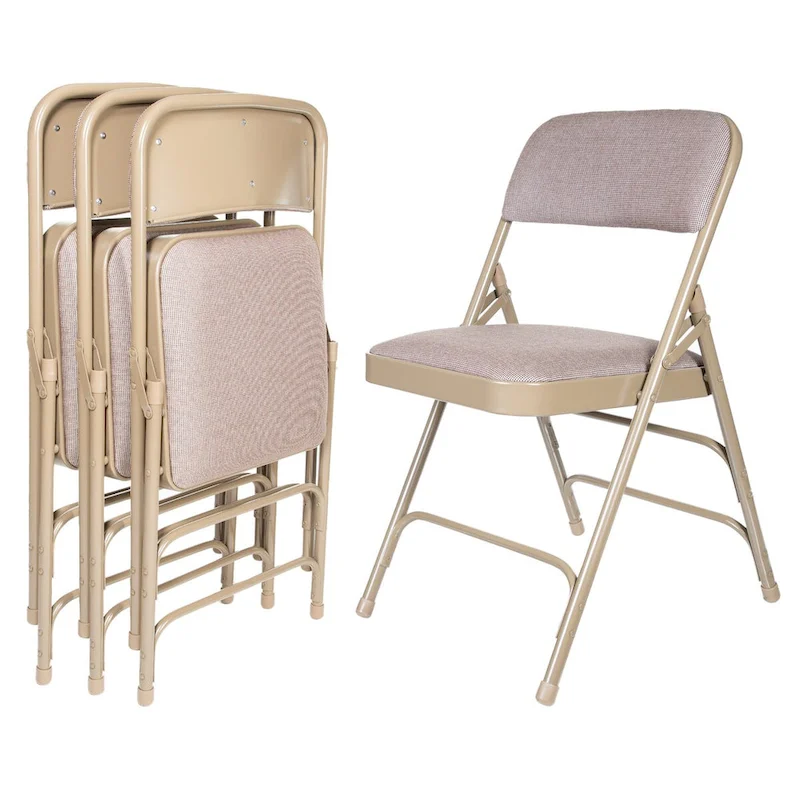 Hampden Furnishings Bernadine Collection Fabric Triple Brace Folding Chair, Pack of 4