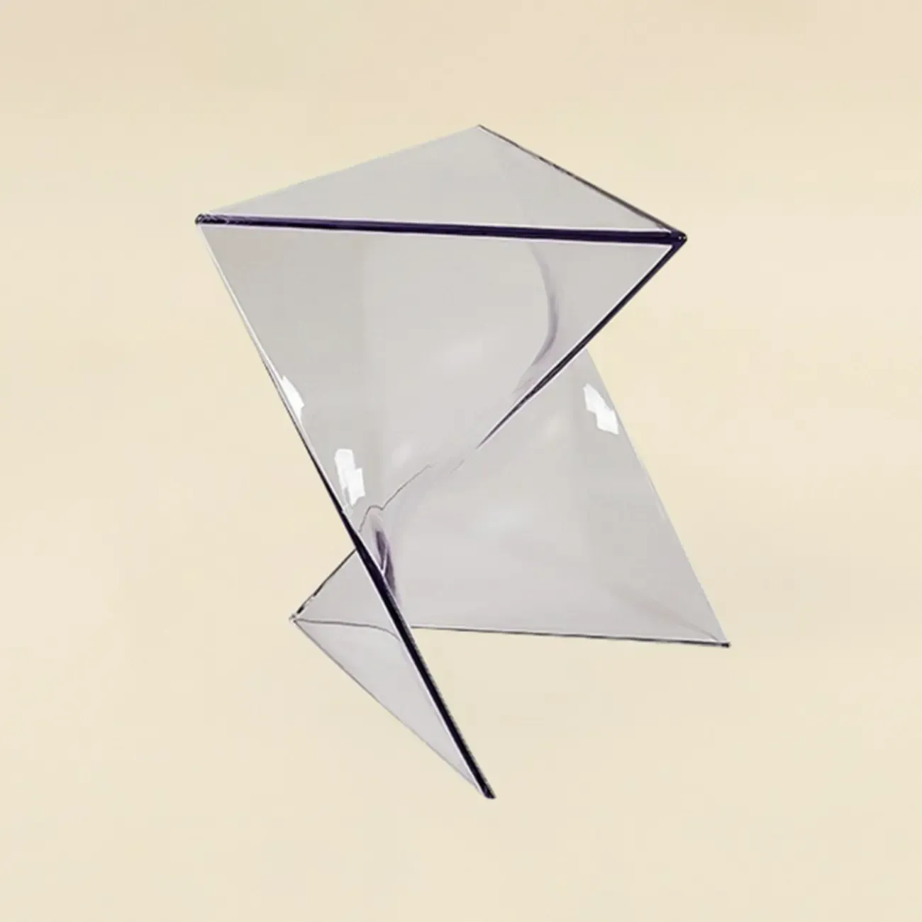 Living Room Acrylic Triangle Side Table with Twisted Base