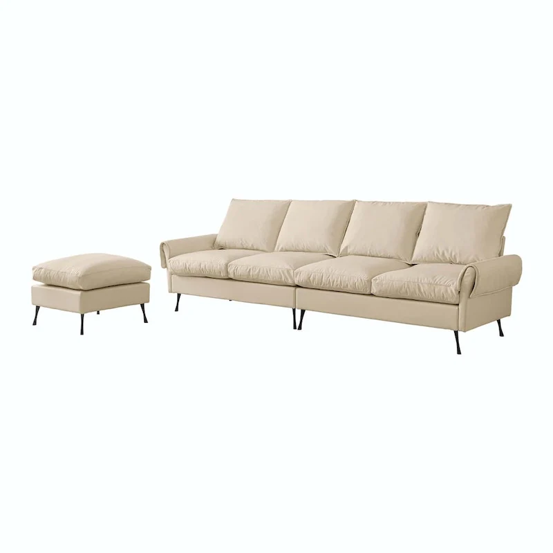 104.5Modern Technical leather L-Shaped Sofa with Ottoman