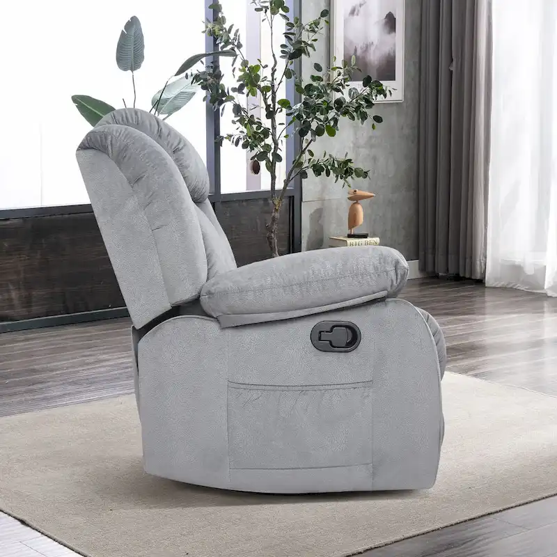 Soft Fabric Overstuff Manual Recliner with Massager and Heat