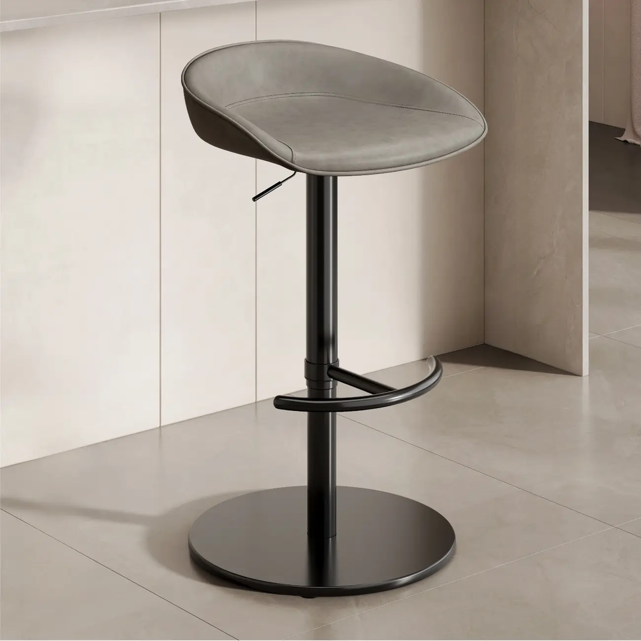Industrial Modern Pedestal Leather Bar Stools