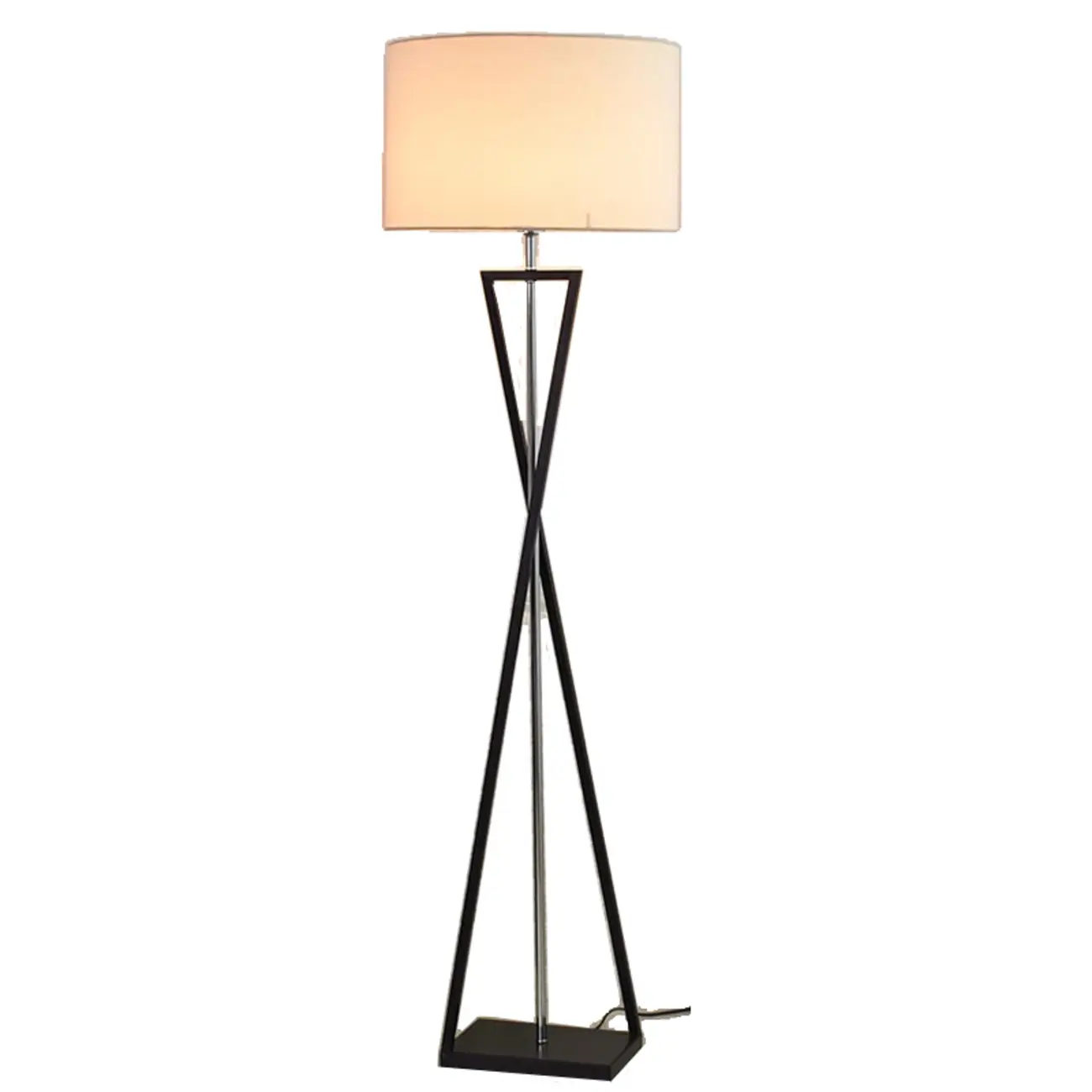 Modern Metal Black Floor Lamp with Drum Shade