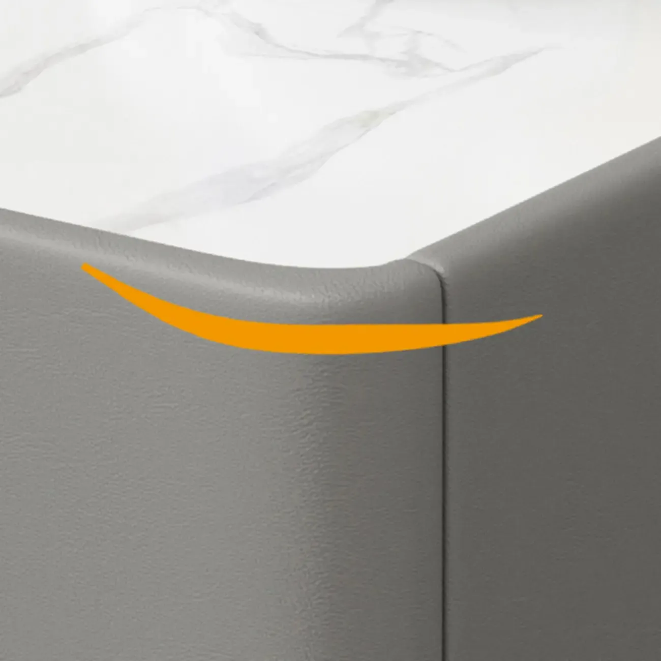 Trendy Gray Bedside 2-Drawer Nightstand with Stone Top