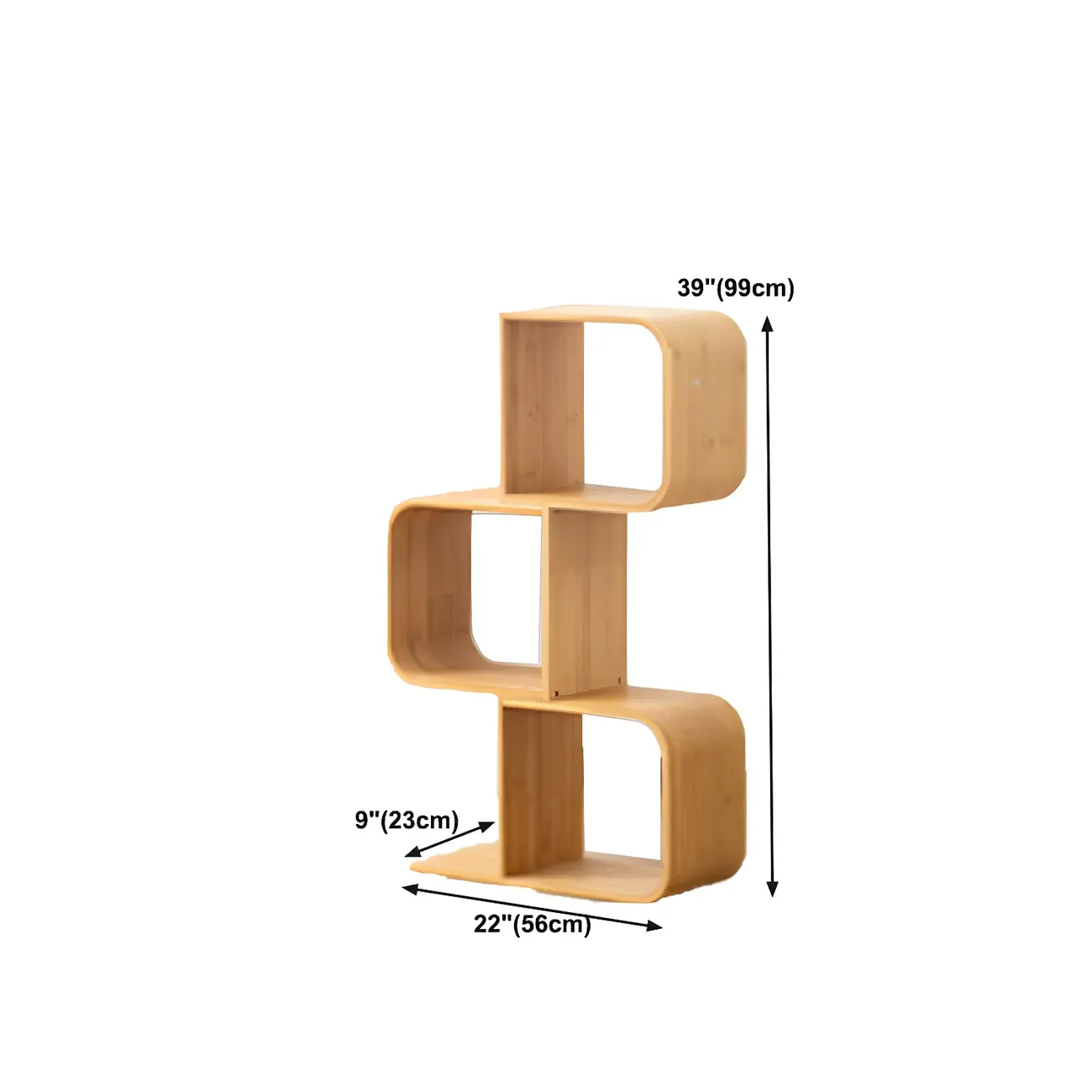 Geometric Natural Finish Bamboo Wood Vertical Bookcase