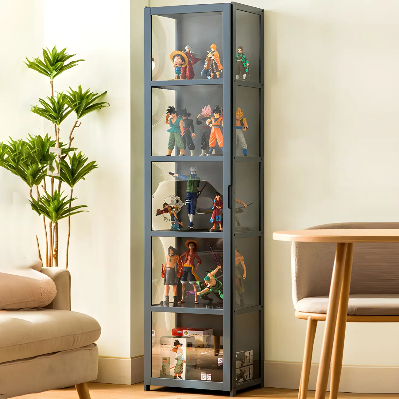 Modern Natural Bamboo Acrylic Standard  Display Cabinet