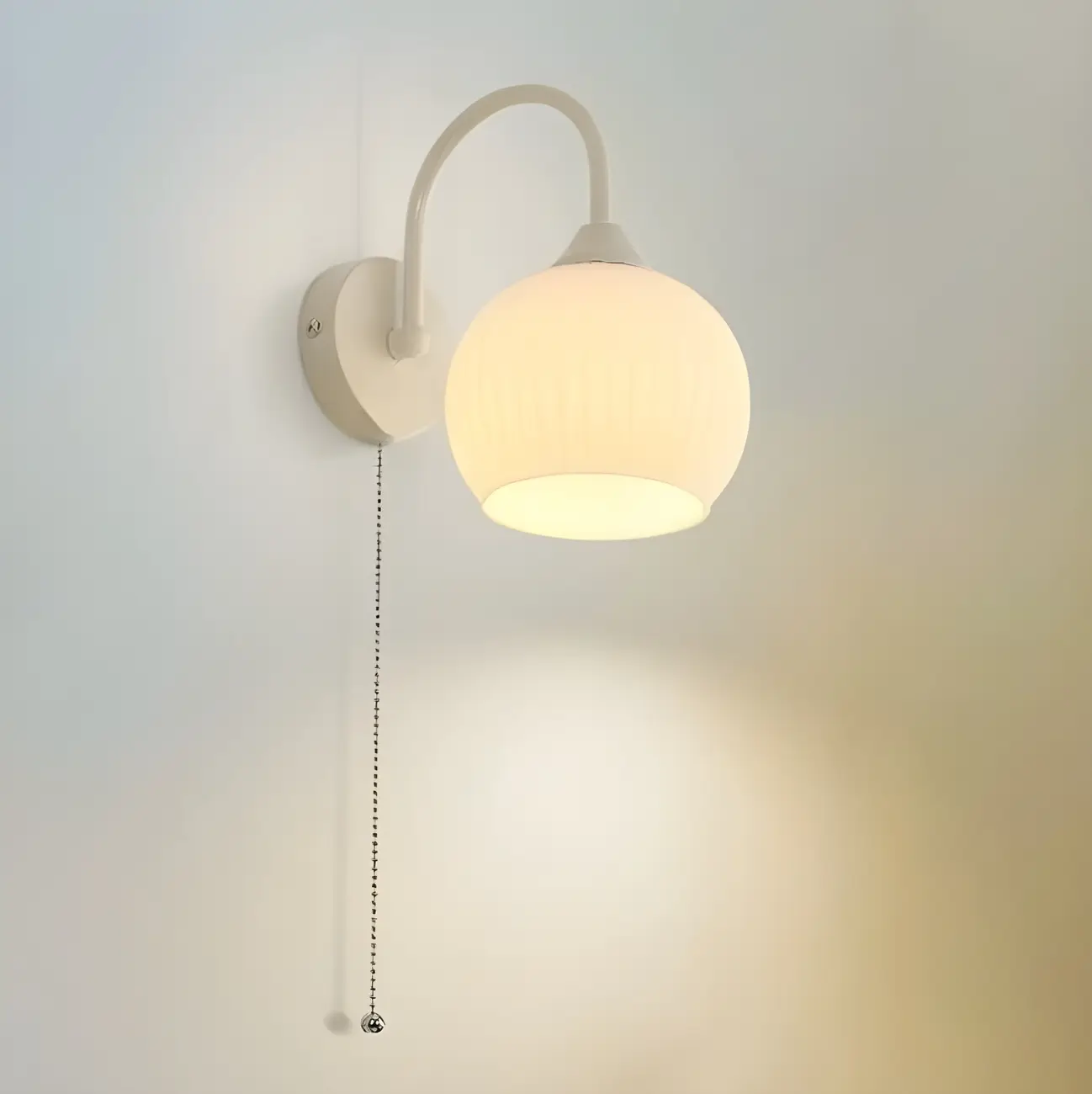 Dome-Shape White Wall Sconce with White Glass Shade