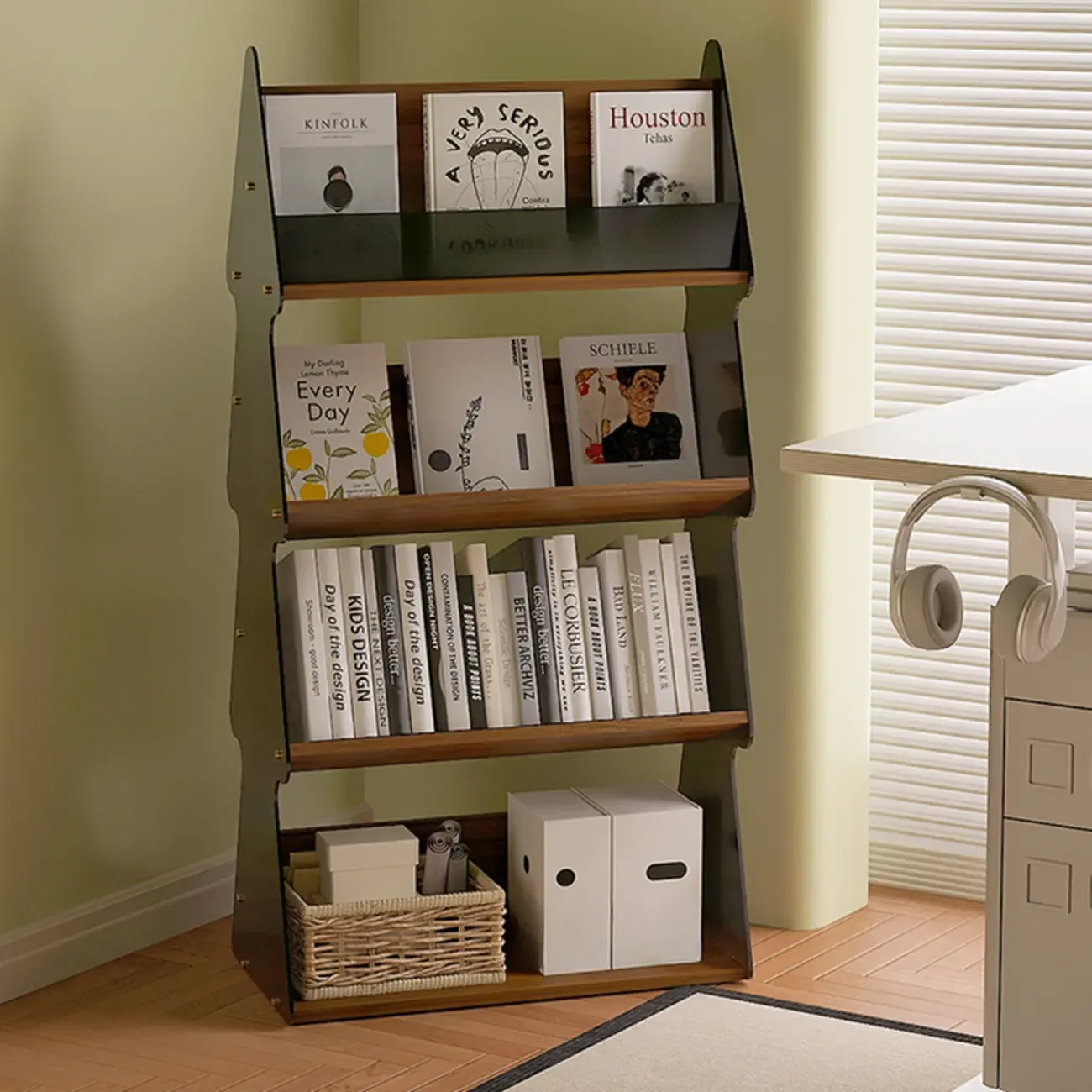 Wood Tree-shaped Vertical Open Back Display Bookcase