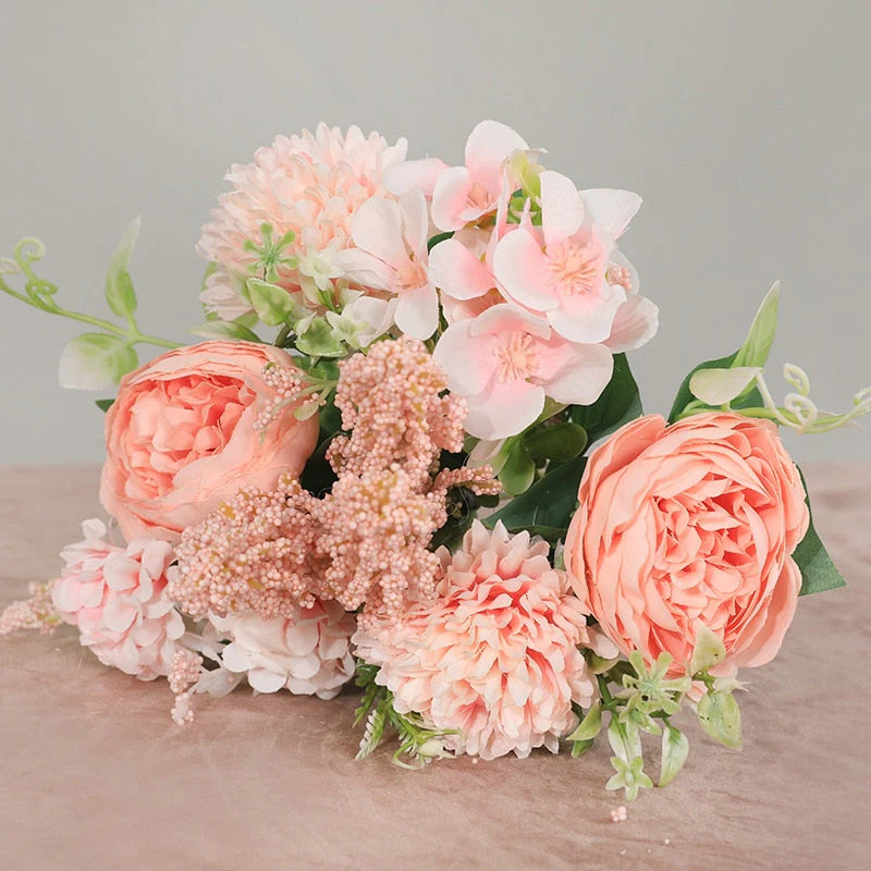 HULIANFU 2026  Artificial Flowers Vintage Silk Rose Bouquet Vintage Bride Holding Fake Flowers Home Wedding Decoration Accessories - Deanwangkt