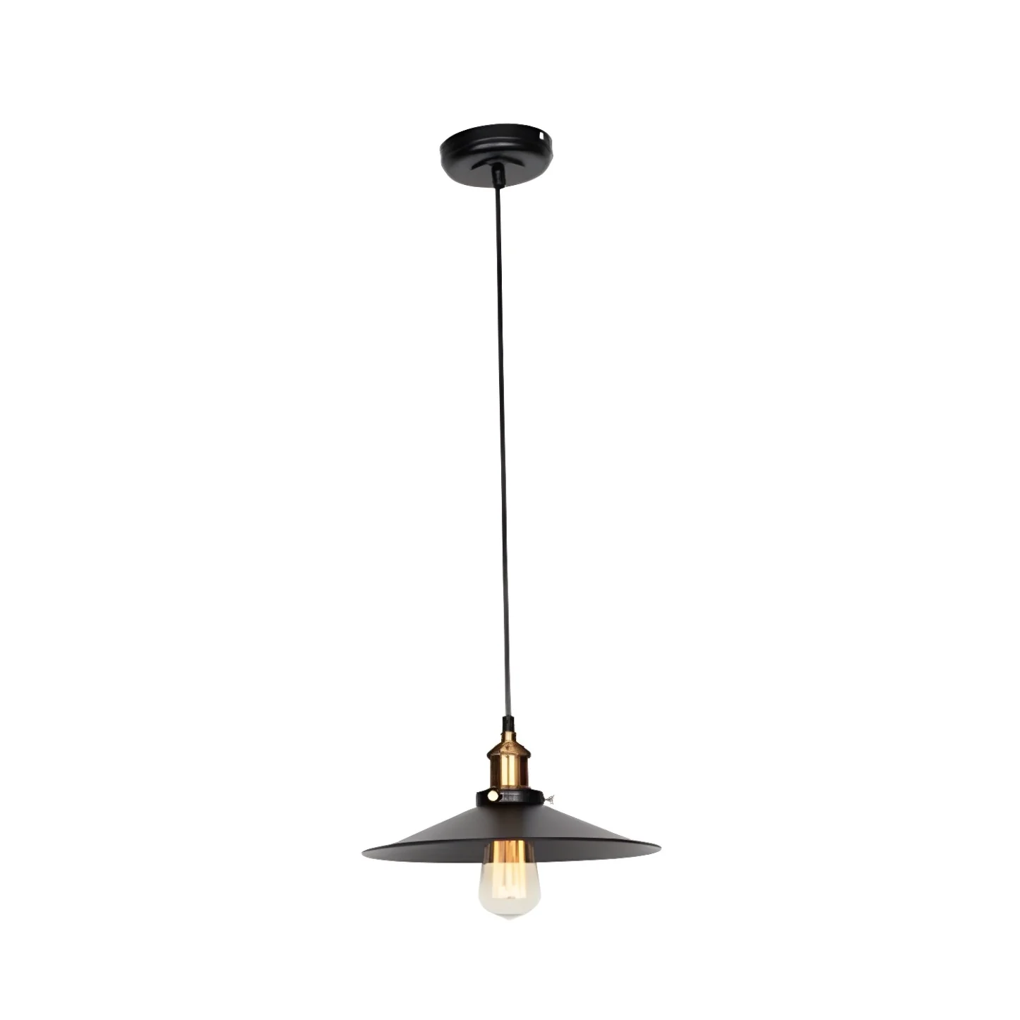 Industrial Black Metal Cone Hanging Pendant Light Fixture