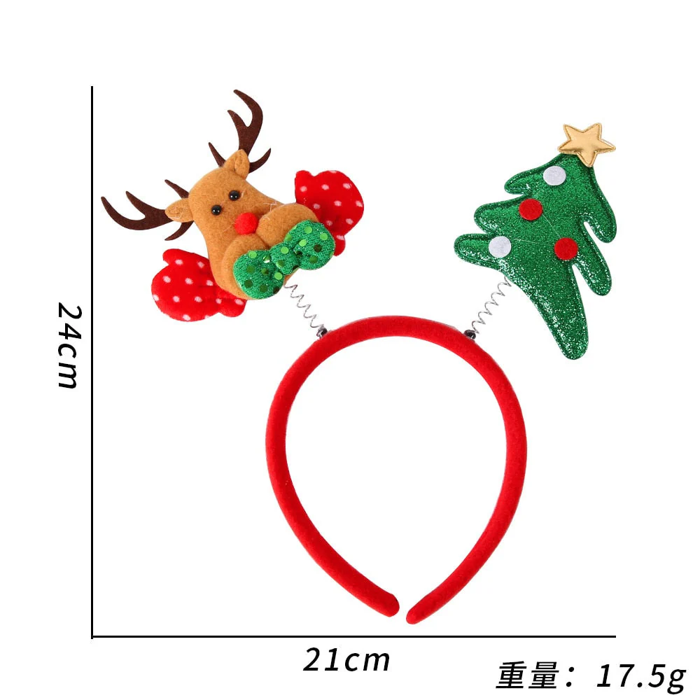 HULIANFU  Cartoon Red Christmas Hair Band Santa Claus Snowman Antlers Headband Merry Christmas Decor Adult Kids Naviidad Gifts Noel Toys - Deanwangkt