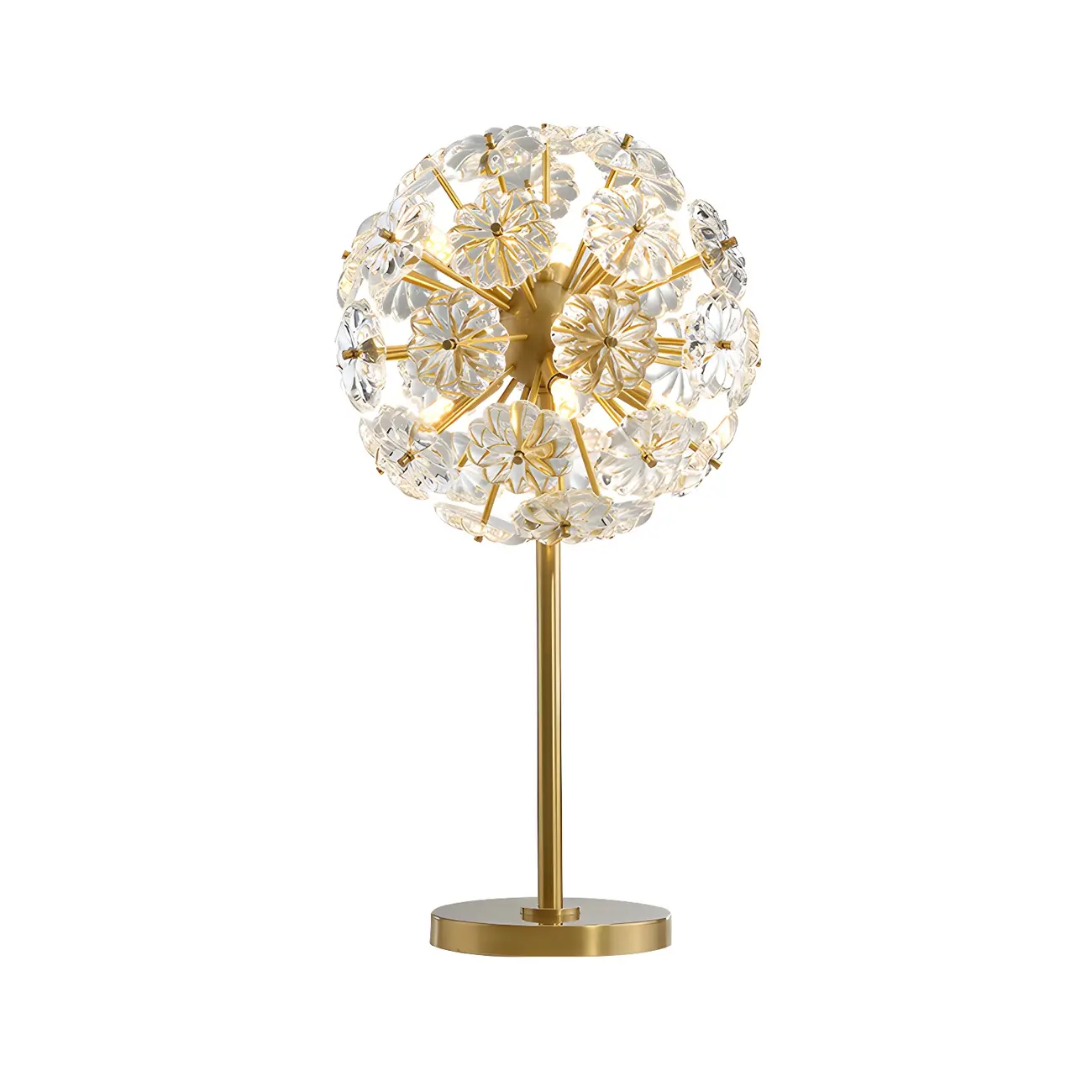 Modern Luxury Gold Flower Shape Crystal Table Lamp