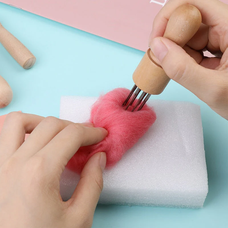 HULIANFU RORGETO Wool Felting Needles Awl Craft DIY Tools Solid Wooden Handle Holder Single and Multi Fine Needle for Creative Felting - Deanwangkt