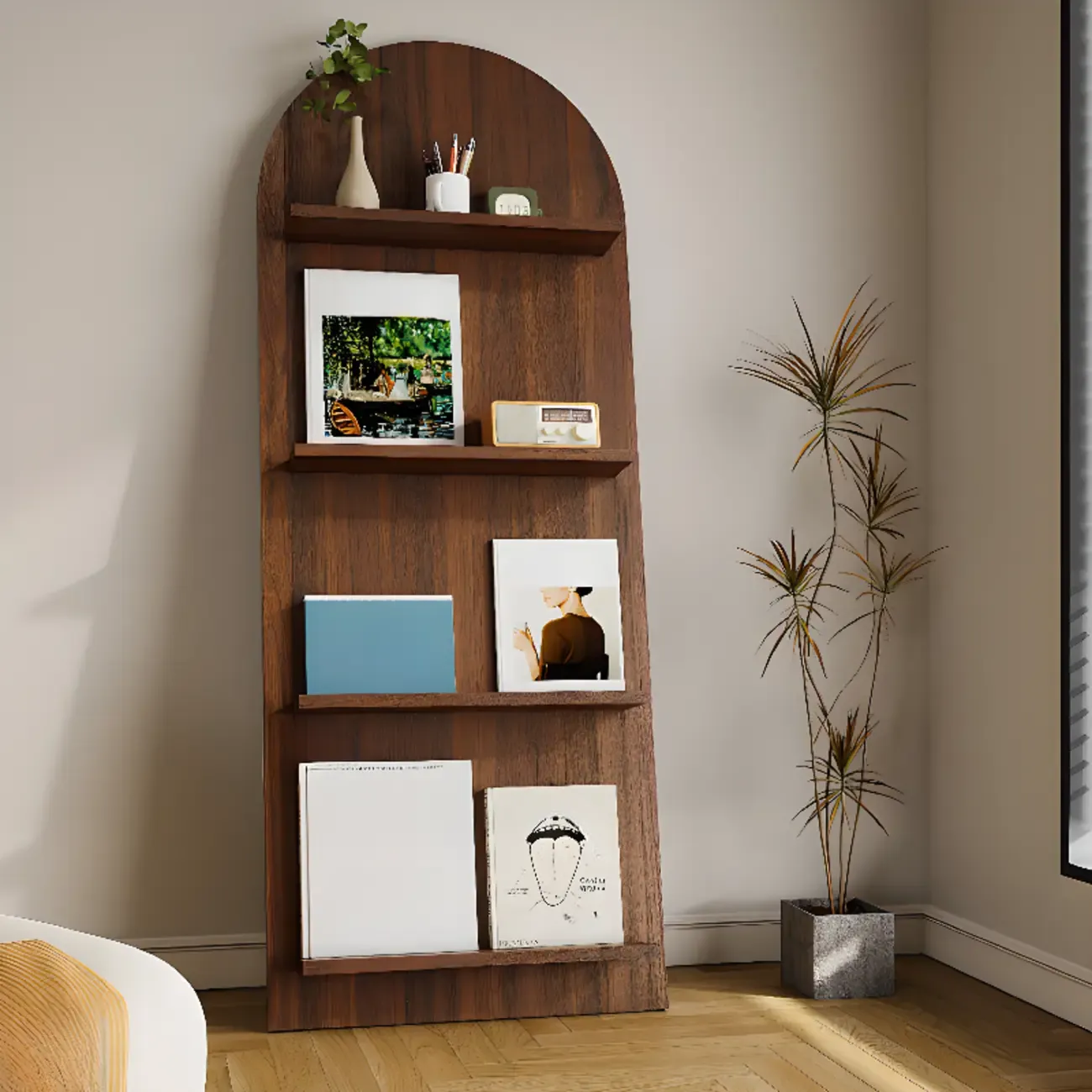 Scandinavian Solid Wood 4-Tier Ladder Bookcase