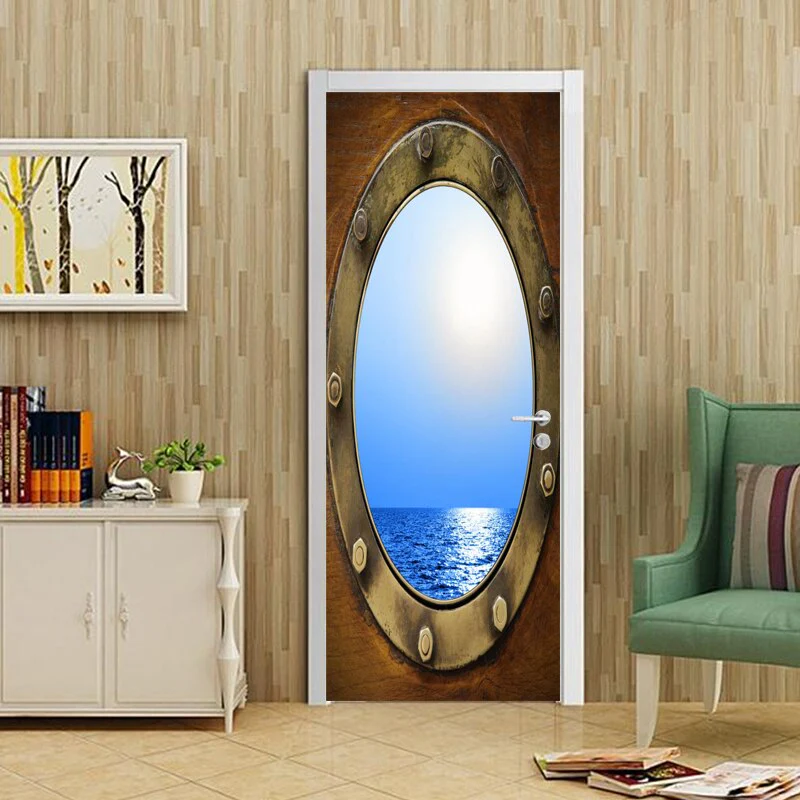 HULIANFU 2026  Modern PVC Door Sticker Self Adhesive Vinyl Silver Water Wave Pattern Waterproof Wall Sticker Home Decor Wallpaper - Deanwangkt