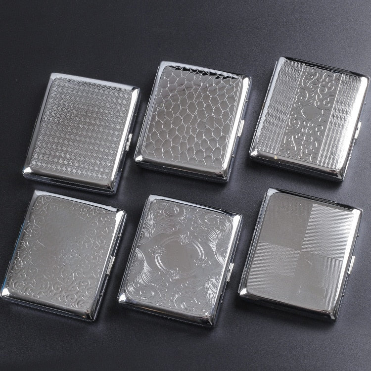 HULIANFU Silver Portable Metal Cigarette Case for Thick Cigarettes Flip Open Traveling Cigarette Container Box Holder Outdoor Smoking1PC - Deanwangkt