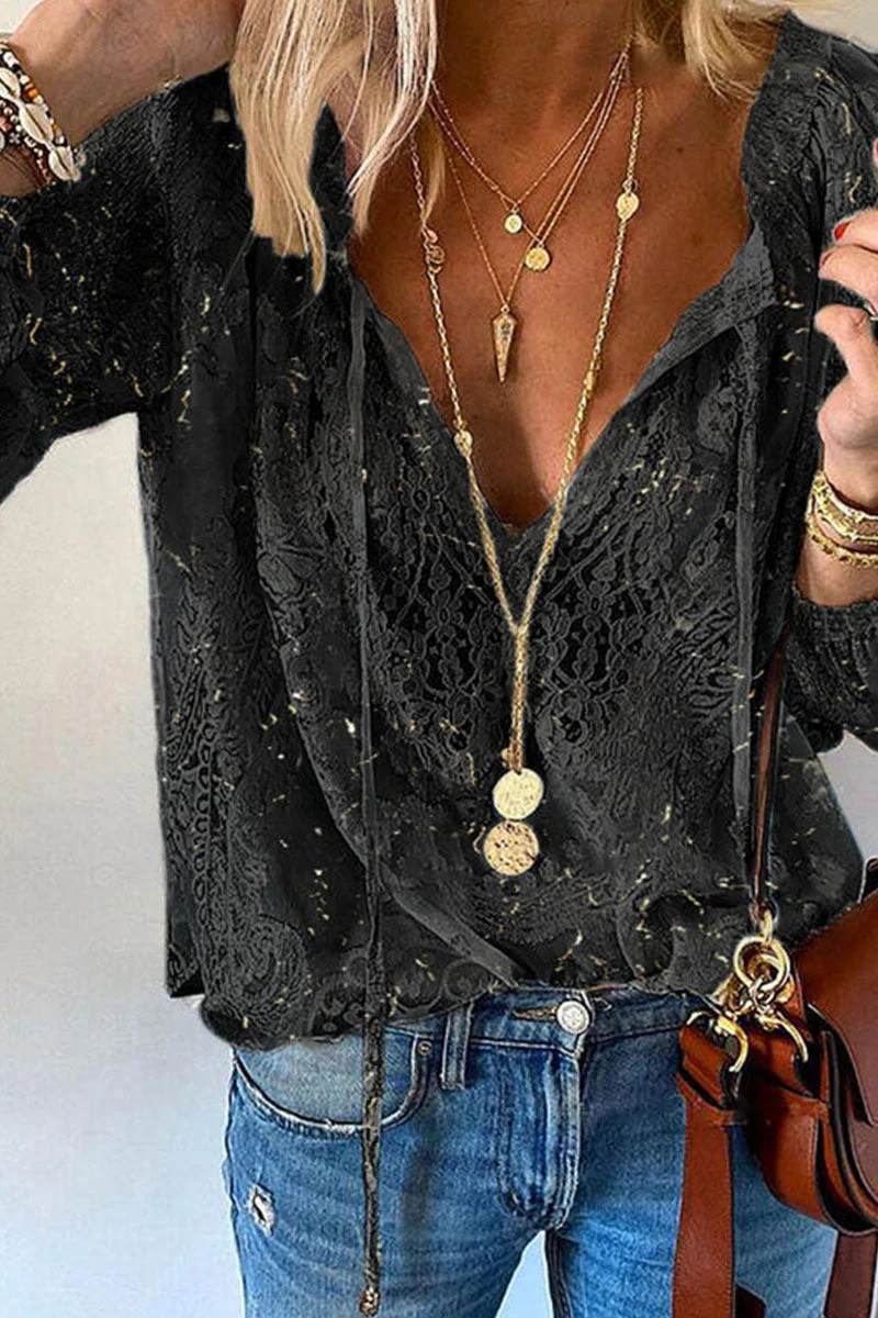 hulianfu Fashion Elegant Solid Patchwork V Neck Blouses(4 Colors) - Deanwangkt