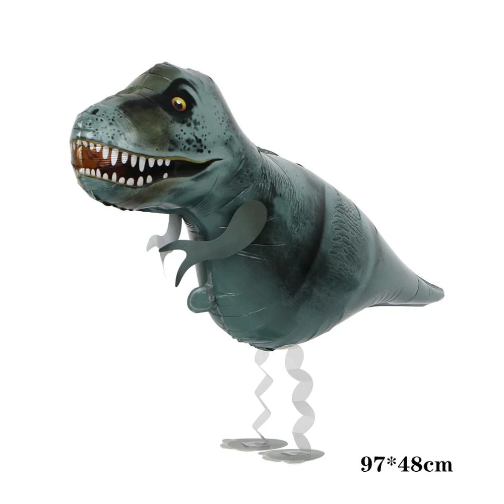 HULIANFU Large 4D Walking Dinosaur Foil Balloons Jungle Animal Boys Birthday Party Decors Jurassic  Standind Dragon Kids Toys Air Globos - Deanwangkt