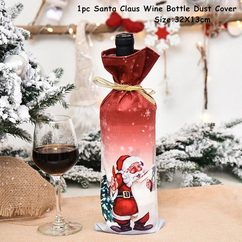 HULIANFU   Xmas Wine Bottle Dust Cover Noel Navidad Christmas Decoration for Home Dinner Decor Christmas Gift Tree Ornament New Year 2026 - Deanwangkt