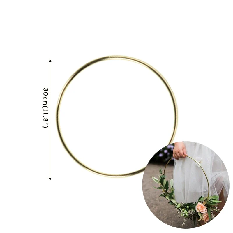 HULIANFU Wedding Decoration 10-40cm Rattan Wreath Metal Hoop Wreath Decor Floral Hoop Christmas Decor for Home Hanging Artificial Flower - Deanwangkt