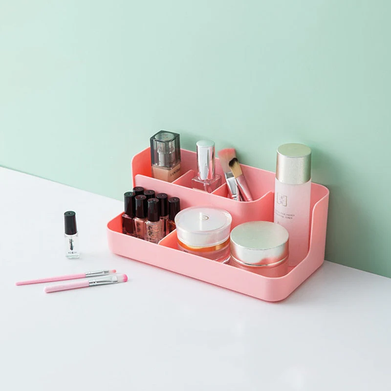 HULIANFU Makeup Organizer Bathroom Storage Box Cosmetic Organiser Office Desktop Make Up Jewelry Storage Box Sundries Container - Deanwangkt