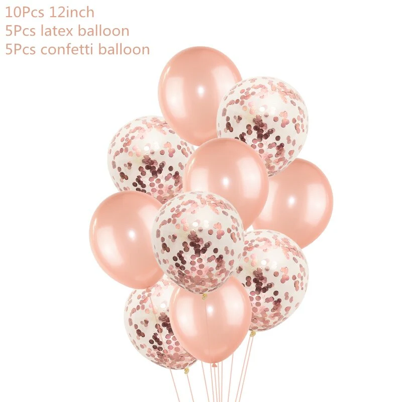 HULIANFU Rose Gold Wedding Birthday Party Balloons Happy Birthday Letter Foil Balloon Baby Shower Anniversary Event Party Decor Supplies - Deanwangkt