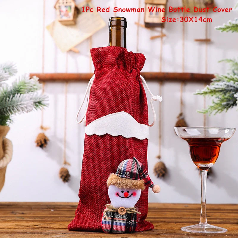 HULIANFU   Xmas Wine Bottle Dust Cover Noel Navidad Christmas Decoration for Home Dinner Decor Christmas Gift Tree Ornament New Year 2026 - Deanwangkt