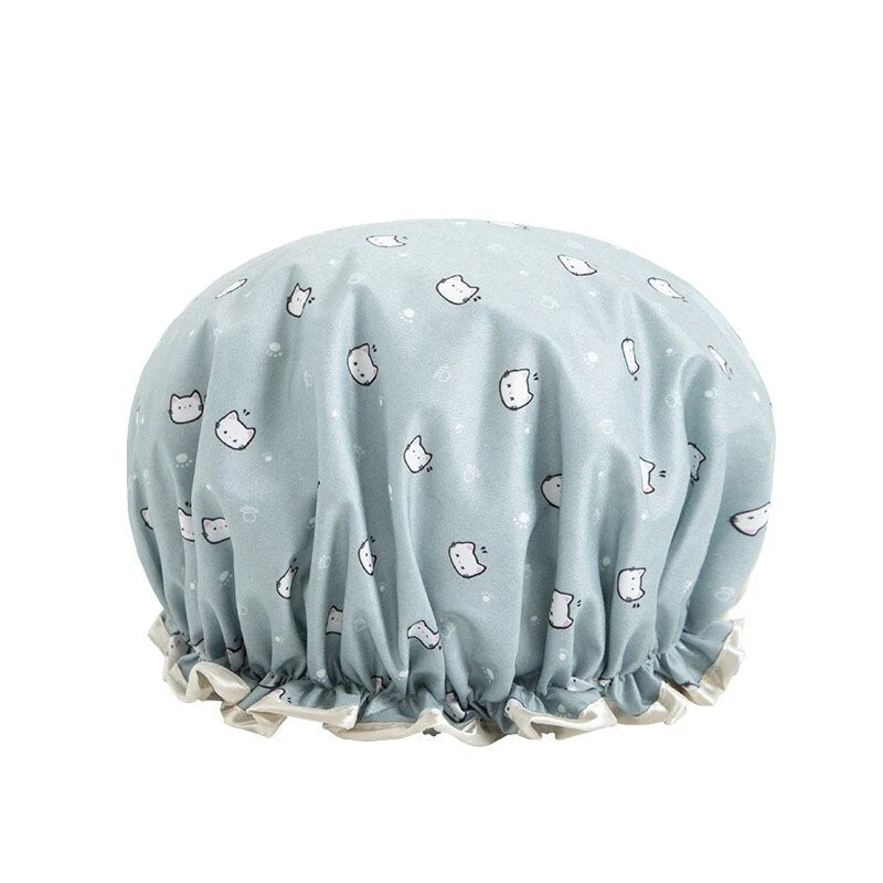HULIANFU Women Hair Cap Hat Supplies Bathroom Double Layer Shower Waterproof Thick Cover Accessories - Deanwangkt